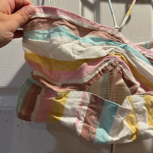 NWT! L Space Blue Skies Striped Cut Out Crop Halter Tube Top M - Picture 3 of 8